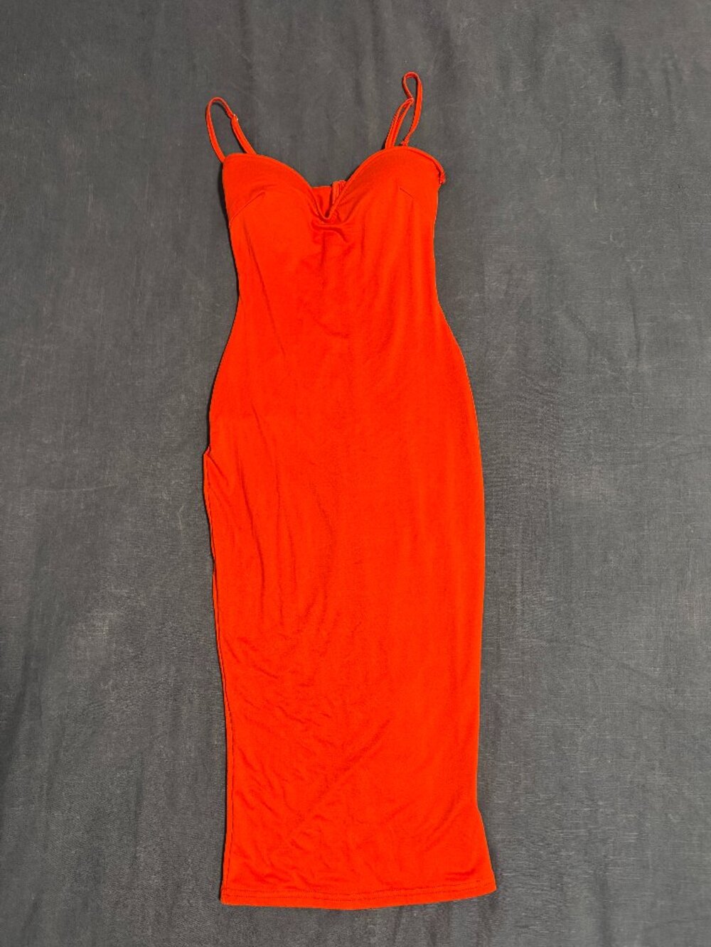 NWT Red Sweetheart Bustier Bodycon Midi Dress Adjustable Straps S